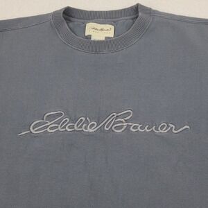 Eddie Bauer Embroidered Logo Crewneck Sweatshirt Mens Medium M Blue **READ